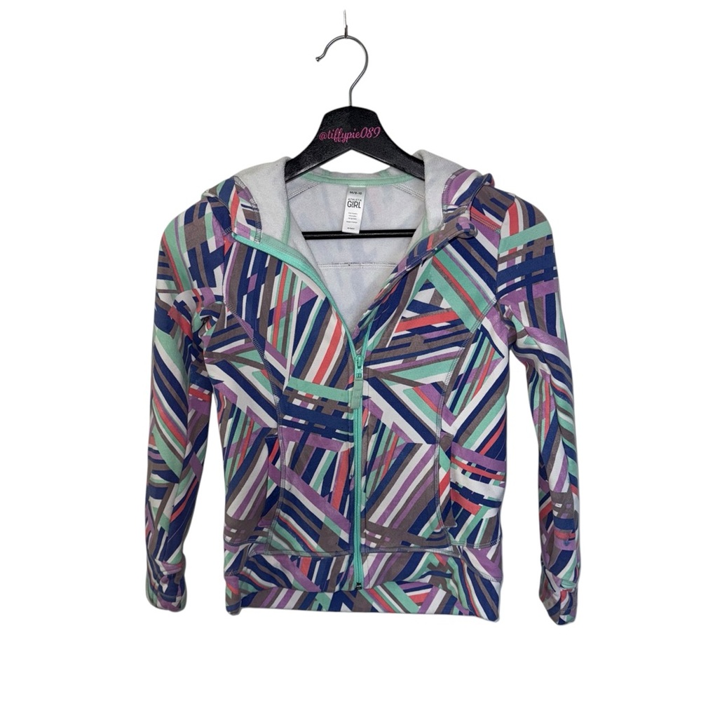 Athleta Girl Colorful Geometric Zip-Up Hoodie Size Medium 8-10